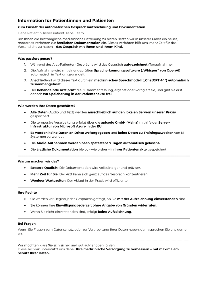 KI Infoblatt Zustimmung Verarbeitung & Datenschutz